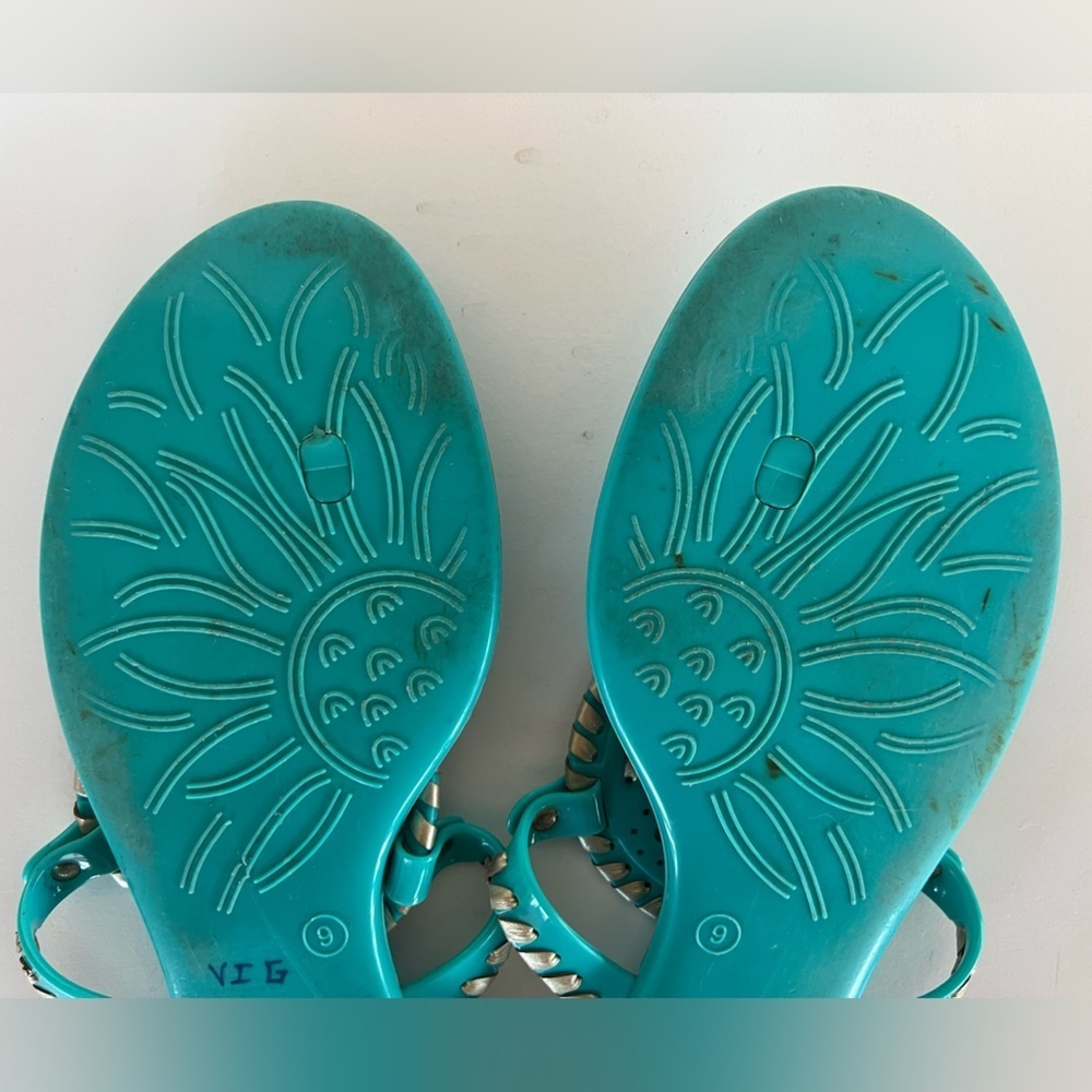 Jack Rogers Georgica Metallic Jelly Flip Flop Sandals, Caribbean Blue, size 9 - Picture 9 of 11
